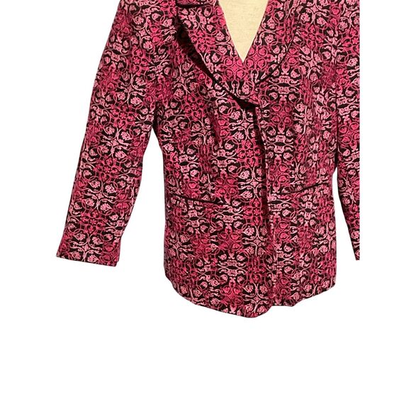 Talbots Pink Patterned Cotton Blazer - Embroidered & Hook Closure - Picture 3 of 12
